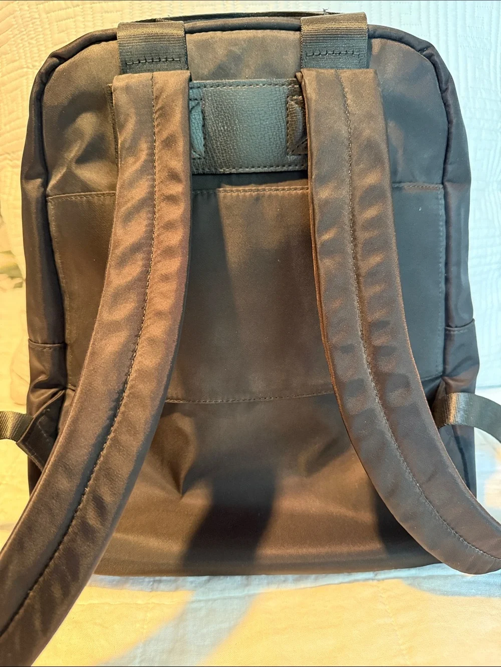 Allancia Black Nylon Backpack with Gold Accent Plaque